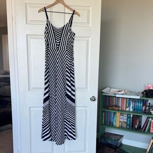 Lilka for Anthropologie Black & White Chevron Maxi Dress